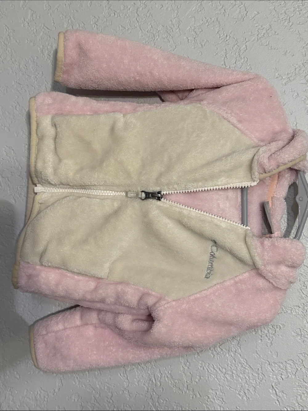 Columbia Light Pink and Cream Plush Hooded Jacket